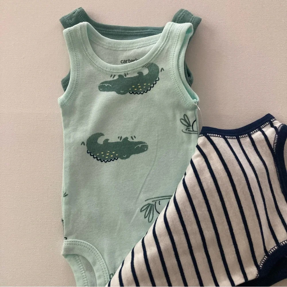 Carter’s Baby Boy Newborn 5-pk Bodysuit Set Turtle Crocodile